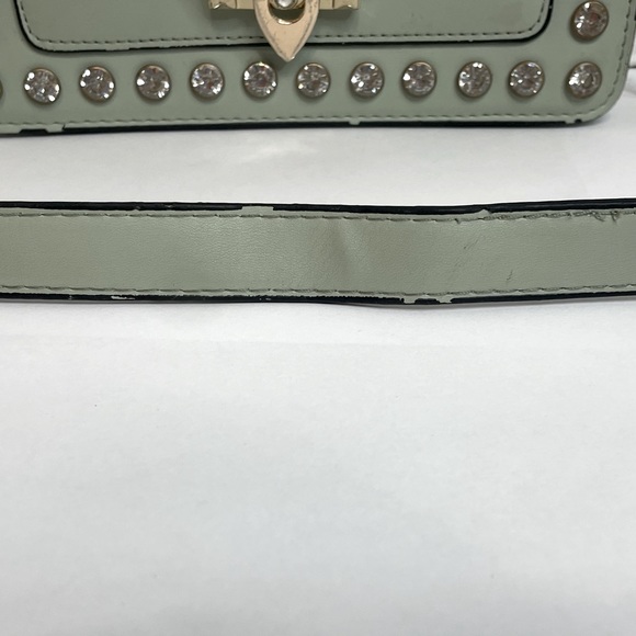 Luxury Diamond-studded One-shoulder Messenger Bag Chain Strap Square Mint Green - Picture 7 of 10